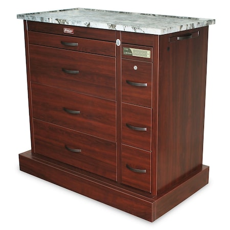 Wood Vinyl Wrapped Carts 4 Drawer Wood Vinyl 600 Punch Card Capacity Medication Cart W/ Keypad E-Lock WV600PCEKC